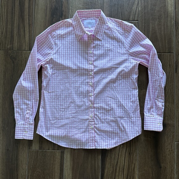 The Shirt Rochelle Behrens Pink Gingham Button Down Shirt Womens XL Cotton Blend - Picture 1 of 7